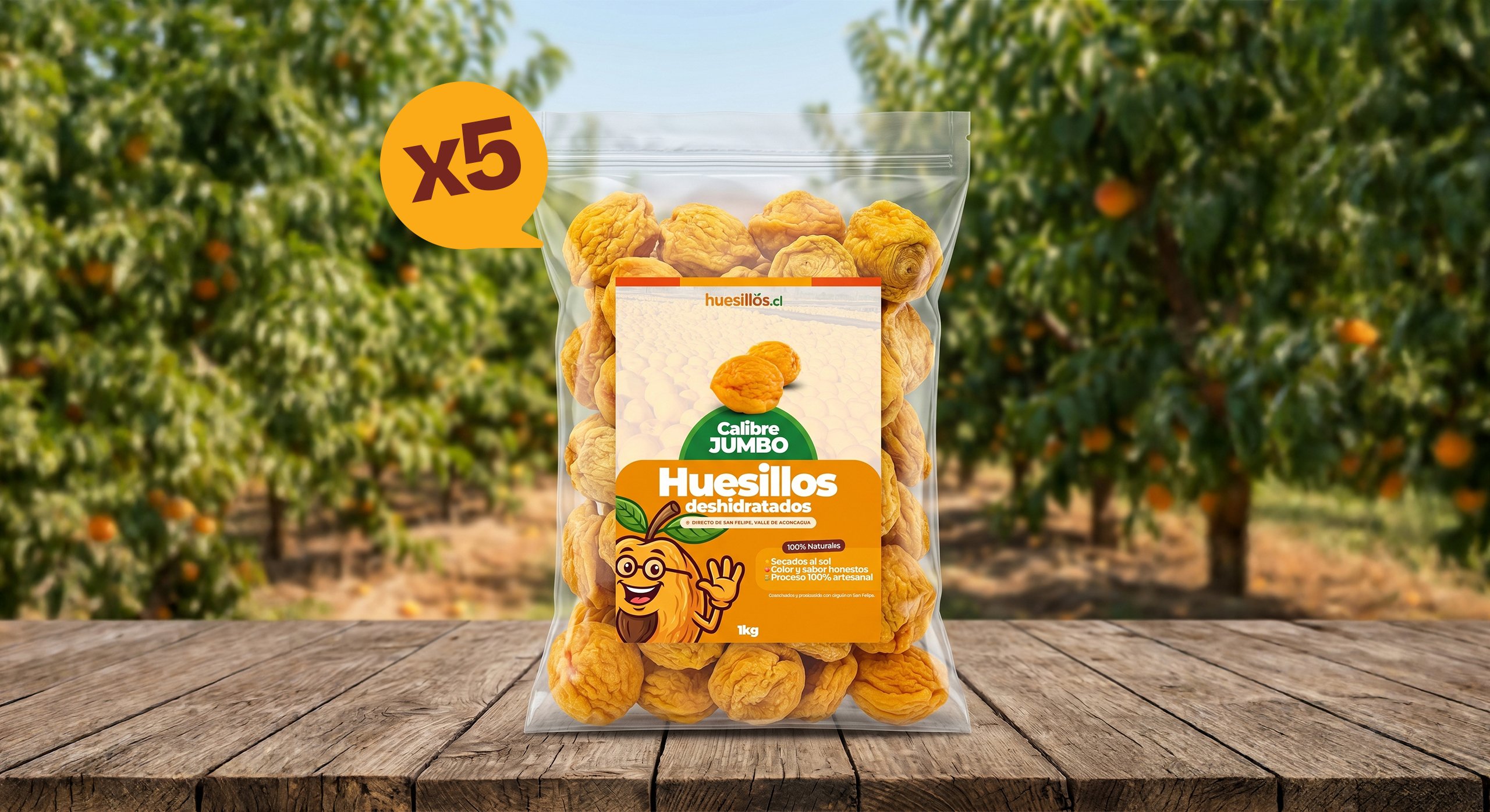 Bolsa de 5 kilos de huesillos al por mayor calibre jumbo